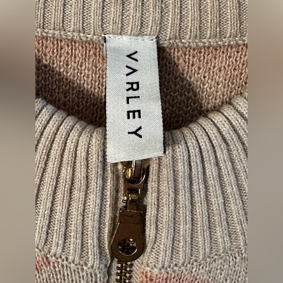 Varley ANTHROPOLOGIE XS MERINO WOOL Mayberry Full Zip Blush Tunic Animal Print - Picture 6 of 16